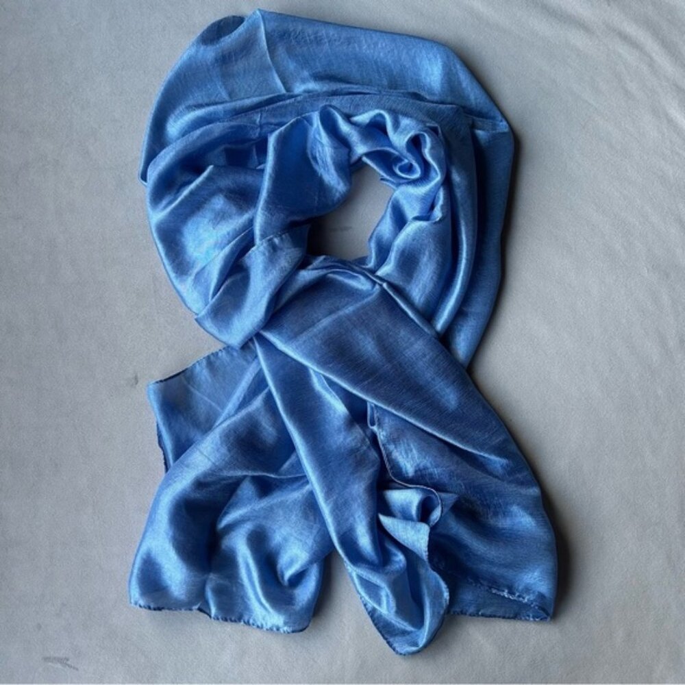 100% Silk Scarf ~ Blue ~ Brand New